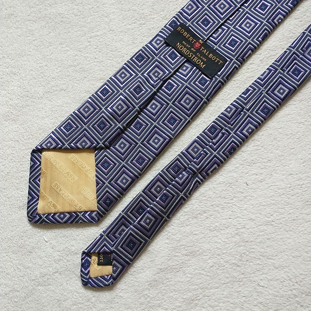 Robert Talbott Best of Class Tie Necktie Silk Geometric Purple Blue USA 3.75x59" - Picture 4 of 8